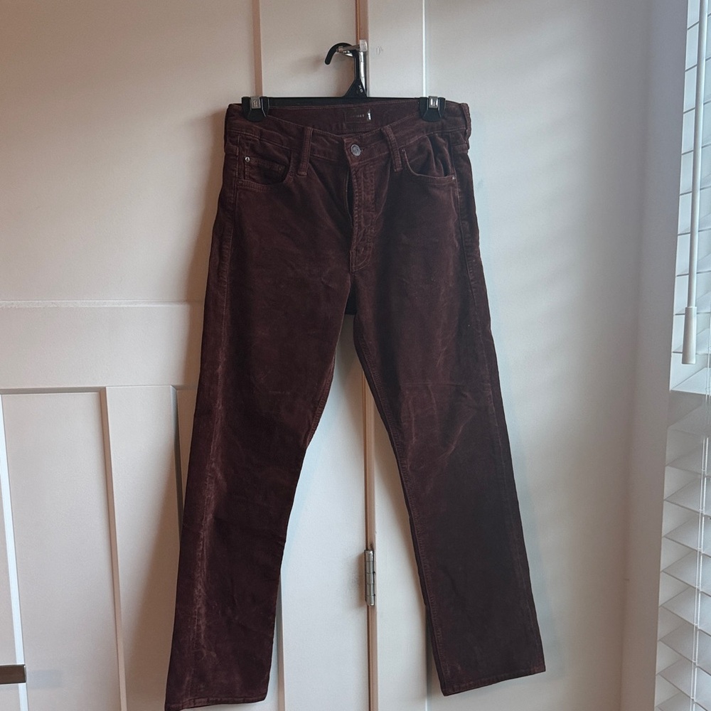 MOTHER Women's Dark Brown Straight Leg Pants